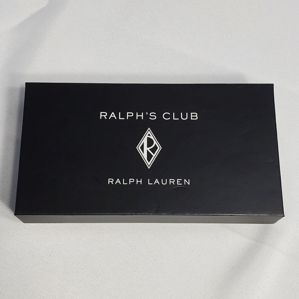 Ralph Laurens Black Diamond Club Leather Keychain Key Fob Ring In Gift Box 6.5"